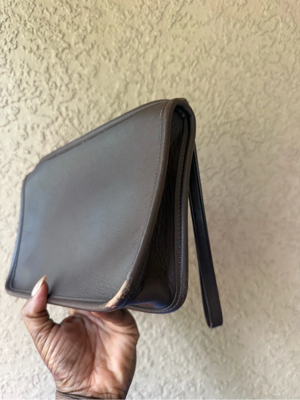 Coach 1997 Leather Wristlet Clutch - Dark Brown